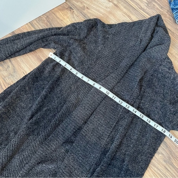 Barefoot Dreams CozyChic Lite Circle Cardigan Carbon Heathered Black - Picture 8 of 11